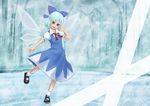  blue_hair bow cirno ice modama ribbon short_hair solo touhou wings 