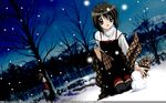  kanon misaka_kaori misaka_shiori snow snowman winter 