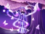  banned_artist bug butterfly fan folding_fan hat insect moon saigyouji_yuyuko solo touhou tree wallpaper yuuka_nonoko 