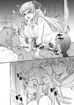  2girls alicia_(granblue_fantasy) aliza_(granblue_fantasy) ass blush breasts comic commentary_request cowgirl_position draph erune faceless faceless_male girl_on_top gran_(granblue_fantasy) granblue_fantasy greyscale hetero horns inverted_nipples large_breasts long_hair monochrome multiple_boys multiple_girls mushi024 nipples nude penis sex stan_(grandblue_fantasy) straddling thighhighs 