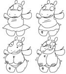  anthro big_breasts black_and_white blush breast_expansion breasts female hippopotamus huge_breasts looking_at_viewer mammal monochrome plushie princess_hippo solo the_weaver toybox_pals tutu 