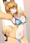  anthro armpits big_breasts bikini blush breasts buried_frog canine cleavage clothed clothing female fur hair kemono looking_at_viewer mammal navel short_hair smile solo swimsuit 