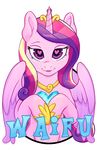  &lt;3 &lt;3_eyes 2016 blush crown crystal english_text equine female friendship_is_magic gold_(metal) hobbes_maxwell horn jewelry looking_at_viewer mammal my_little_pony necklace princess_cadance_(mlp) purple_eyes solo text waifu winged_unicorn wings 