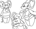  anthro big_breasts black_and_white blush book breasts elephant ellie_the_elephant eyewear female glasses looking_at_viewer mammal monochrome plushie simple_background solo the_weaver toy toybox_pals 
