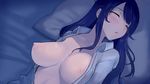  black_hair blush breasts long_hair nipples no_bra open_shirt original shirt sleeping walzrj 