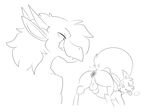  black_and_white citra dragon duo feral hal halbean half-closed_eyes horn kobold_thief male male/male monochrome presenting size_difference 
