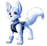  alpha_channel arctic_fox black_nose canine chibity claws clothed_feral collar cute female feral fluffy fluffy_tail fox fur hi_res mammal purple_eyes quadruped simple_background solo transparent_background white_fur 