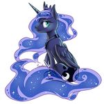  blue_eyes blue_feathers blue_fur blue_hair cutie_mark equine eyelashes feathered_wings feathers female feral flowing_hair friendship_is_magic fur hair hooves horn mammal moenkin my_little_pony princess_luna_(mlp) simple_background solo winged_unicorn wings 