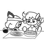  clothing cooking cub ear_piercing earth_pony emerald_jewel(colt_quest) equine fan_character feathers female ficficponyfic food hat horse male mammal my_little_pony piercing pony ruby_rouge(colt_quest) young 