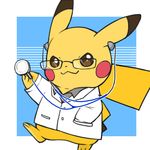  2016 barefoot black_nose bottomless clothed clothing eyewear glasses long_ears low_res nintendo open_mouth pikachu pok&eacute;mon semi-anthro smile solo video_games zrae 