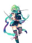  artist_request bloodline breasts dual_wielding green_hair holding large_breasts ninja non-web_source solo source_request spring_(bloodline) thighhighs transparent_background 