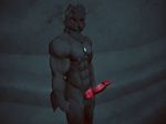  2016 abs animal_genitalia animal_penis anthro balls biceps big_penis canine canine_penis dog erection fur knot male mammal muscular muscular_male nipples nude ookami ookamisl pecs penis second_life simple_background solo were werewolf wolf 