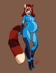  cosplay female mammal metroid nintendo pregnant red_panda rubber rubber_suit solo video_games zero_suit 
