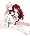  bare_legs barefoot blue_eyes blush heart if_they_mated ips_cells kuma_(bloodycolor) mother_and_daughter multicolored_hair multiple_girls one_eye_closed red_hair ruby_rose rwby shorts silver_eyes silver_hair sitting sitting_on_lap sitting_on_person weiss_schnee yuri 
