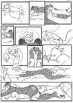  2015 ambiguous_gender butt butt_grab canine comic ethriol feline fox hand_on_butt leopard mammal monochrome nude overweight snow_leopard stuck underground wolf 