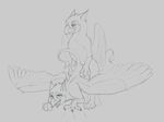  2016 ambiguous_gender avian beak feral feral_on_feral from_behind_position gryphon male nyar raised_tail sex sketch wings 