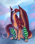  clothing dragon female feral invalid_tag legwear pinup pose pussy reaver scalie slit solo stockings wings zerolativity 