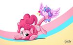  &lt;3 blue_eyes cutie_mark earth_pony equine eyes_closed female flurry_heart_(mlp) friendship_is_magic fur hair hooves horn horse mammal my_little_pony mysticalpha open_mouth pink_fur pink_hair pinkie_pie_(mlp) pony purple_hair simple_background winged_unicorn wings young 
