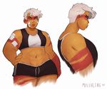  alien bandage big_lips bra cartoon_network clothing female gem_(species) hair jasper_(steven_universe) lips shorts solo sports_bra steven_universe underwear white_hair wide_hips 