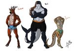  1ceberg anthro antlers biceps bulge cervine cetacean clothing girly hi_res hooves horn male mammal marine muscular muscular_male nipples orca reptile scalie size_difference snake snake_hood standing underwear whale 