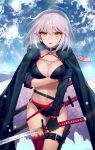  ainy77 bikini breast_hold cleavage fate/grand_order jeanne_d&#039;arc jeanne_d&#039;arc_(alter)_(fate) open_shirt swimsuits sword 