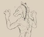  anthro bird_wyvern capcom claws daftpatriot frill great_jaggi looking_at_viewer monochrome monster_hunter video_games 