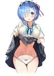  cameltoe matsui_hiroaki pantsu re_zero_kara_hajimeru_isekai_seikatsu rem_(re_zero) seifuku skirt_lift 