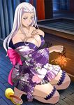  1girl breasts cleavage himiko_(ikkitousen) ikkitousen japanese_clothes large_breasts long_hair official_art solo 