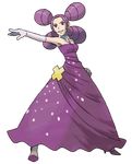  1girl melissa_(pokemon) official_art pokemon pokemon_(game) purple_hair sugimori_ken 