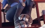  2016 3_toes 3d_(artwork) animated anthro claws clothing colonelyobo digital_media_(artwork) disney feet female foot_fetish foot_focus judy_hopps lagomorph mammal paws police police_uniform rabbit sitting soles solo toe_claws toes uniform zootopia 