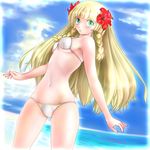  1girl bikini blonde_hair blush breasts female lillie_(pokemon) miharin nintendo pokemon pokemon_sm solo 