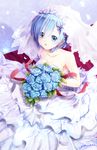  dress re_zero_kara_hajimeru_isekai_seikatsu rem_(re_zero) wedding_dress yuitsuki1206 