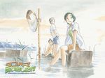  2girls afternoon_(magazine) hatsuseno_alpha highres makki multiple_girls outdoors peaceful takahiro urushibara_yuki wallpaper water yokohama_kaidashi_kikou 