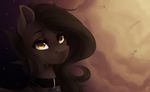  amber_eyes ambiguous_background black_hair brown_fur collar equine eyelashes fan_character female feral fur hair horse mammal my_little_pony pony silentwulv smile solo 