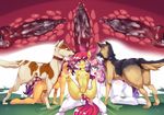  2016 abdominal_bulge after_sex all_fours anal animal_genitalia animal_penis anthro anthro_on_feral anthrofied anus apple_bloom_(mlp) areola balls bestiality blush butt canine canine_penis collar cum cum_on_butt cutaway cutie_mark_crusaders_(mlp) dog earth_pony equine female feral freedomthai friendship_is_magic fur gaping gaping_anus german_shepherd green_eyes group hair hair_bow hair_ribbon hi_res hooves horn horse interspecies long_hair looking_at_viewer male male/female mammal my_little_pony nipples nude open_mouth paws penis pony purple_eyes purple_hair pussy red_hair ribbons scootaloo_(mlp) sweetie_belle_(mlp) tongue tongue_out unicorn vaginal young 