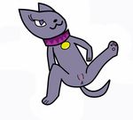  anus collar copal_(artist) feline female flat_chested fur kitten_(character) lying mammal on_back presenting presenting_pussy purple_fur pussy raised_leg semi-anthro simple_background solo 