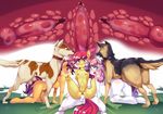  2016 abdominal_bulge all_fours anal anal_penetration animal_genitalia animal_penis anthro anthro_on_feral anthrofied apple_bloom_(mlp) areola balls bestiality blush butt canine canine_penis collar cutaway cutie_mark_crusaders_(mlp) dog earth_pony equine female feral freedomthai friendship_is_magic fur german_shepherd green_eyes group hair hair_bow hair_ribbon hi_res hooves horn horse interspecies long_hair looking_at_viewer male male/female male_penetrating mammal my_little_pony nipples nude open_mouth paws penetration penis pony purple_eyes purple_hair pussy red_hair ribbons scootaloo_(mlp) sex sweetie_belle_(mlp) tongue tongue_out unicorn young 