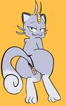  alolan_meowth butt feline female mammal meowth nintendo pinup pok&eacute;mon pose presenting presenting_hindquarters price_tag pussy regional regional_variant samoyena solo variant video_games 