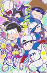  6+boys animal_ears baseball_bat baseball_cap baseball_mitt baseball_uniform blue_eyes brothers brown_eyes brown_hair cat_ears cheerleader cowboy_hat grin hashimoto_nyaa hat kl matsuno_choromatsu matsuno_ichimatsu matsuno_juushimatsu matsuno_karamatsu matsuno_osomatsu matsuno_todomatsu multicolored_hair multiple_boys multiple_girls one_eye_closed open_mouth osomatsu-kun osomatsu-san pink_hair sextuplets siblings smile sportswear streaked_hair sunglasses tears translation_request twintails undershirt yowai_totoko 