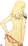  alternate_hairstyle arm_tattoo ass back bad_id bad_twitter_id bare_shoulders butt_crack closed_eyes contrapposto cowboy_shot fingernails from_behind hair_down hand_on_hip highres lace lace-trimmed_panties long_hair mercy_(overwatch) nanghyang overwatch panties side-tie_panties signature simple_background solo standing tattoo underwear 