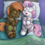  backwards_clothes bed button_mash_(mlp) clothing cub diaper first_person_view friendship_is_magic magic my_little_pony offscreen_character pajamas patch rarity_(mlp) sleeping smudge_proof sweetie_belle_(mlp) young 