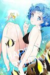  2girls bare_legs barefoot bikini bishoujo_senshi_sailor_moon black_bikini blonde_hair blue_eyes blue_hair dated fish freediving happy_birthday holding_breath long_hair looking_at_viewer mizuno_ami multiple_girls nape short_hair signature swimming swimsuit tsukino_usagi twintails underwater yukinami_(paru26i) 