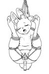  ahegao anal anal_penetration armpits barefoot bound breasts buckteeth clitoris dildo eyes_closed female fixed_dildo fixed_toy front_view fully_bound greyscale kigoh-neko lagomorph legs_up line_art looking_pleasured mammal monochrome navel nipples open_mouth penetration pussy rabbit raised_arm rope rope_bondage rope_harness sex_toy slightly_chubby solo spread_legs spreading suspension suspension_bondage sweat teeth tongue tongue_out vaginal vaginal_penetration 