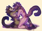  4_toes anthro braided_hair brown_hair canine eyes_closed female fur green_tongue grey_fur grey_hair grey_nose hair licking lukiri male mammal nude simple_background smile teeth toes tongue tongue_out white_background wolf 