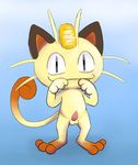  balls cute_fangs erection feline front_view looking_at_viewer male mammal meowth nintendo penis pok&eacute;mon smile solo standing tapering_penis video_games wattacat 