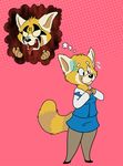  aggressive_retsuko angry anthro blush clothed clothing female legwear mammal nervous open_mouth pantyhose red_panda retsuko sharp_teeth smile smudo solo suit sweat teeth thought_bubble tongue tongue_out 