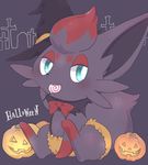  aritst_request blue_eyes furry halloween lolipop pokemon pumpking witch_hat zorua 