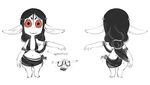  black_eyes female hairclip imp looking_at_viewer monochrome morbi red_sclera solo wide_hips 