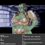  big_breasts breasts cleavage clothed clothing comic dungeon female humanoid looking_at_viewer mazoga_the_orc nezumi not_furry orc text the_elder_scrolls video_games 