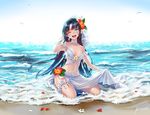  bikini blue_eyes briska flowers long_hair original signed summer swimsuit wedding 